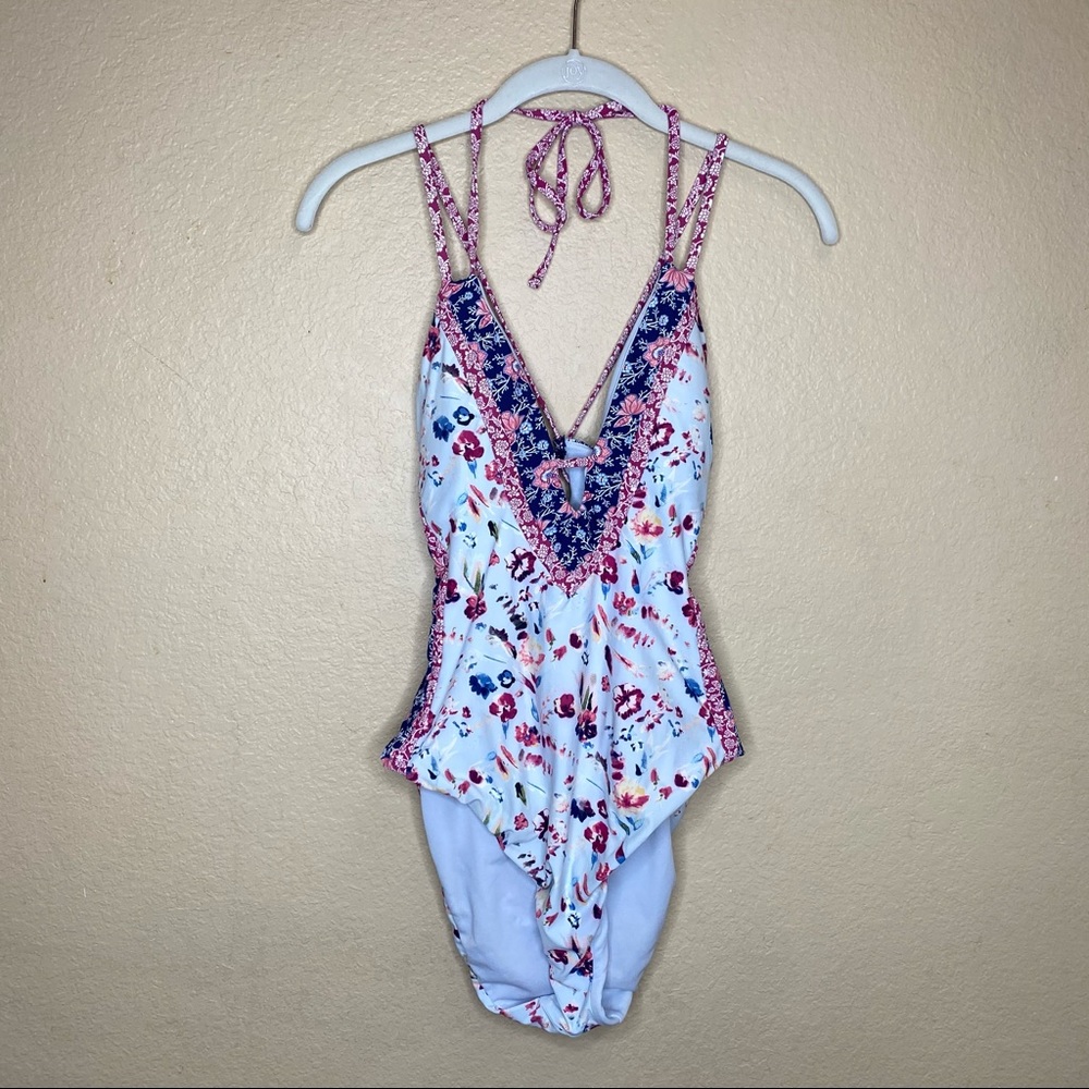 Lucky Brand Floral Plunge One Piece Size Medium - Picture 7 of 14